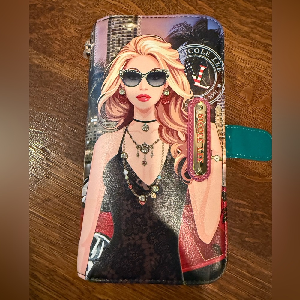 Nicole Lee Chic Wallet with Glamorous Woman Design. NWOT